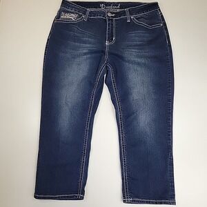 ND Weekend Jeans Women's Size 16  Bling  Denim Boot Cut Heavy Stitch Y2K Capri